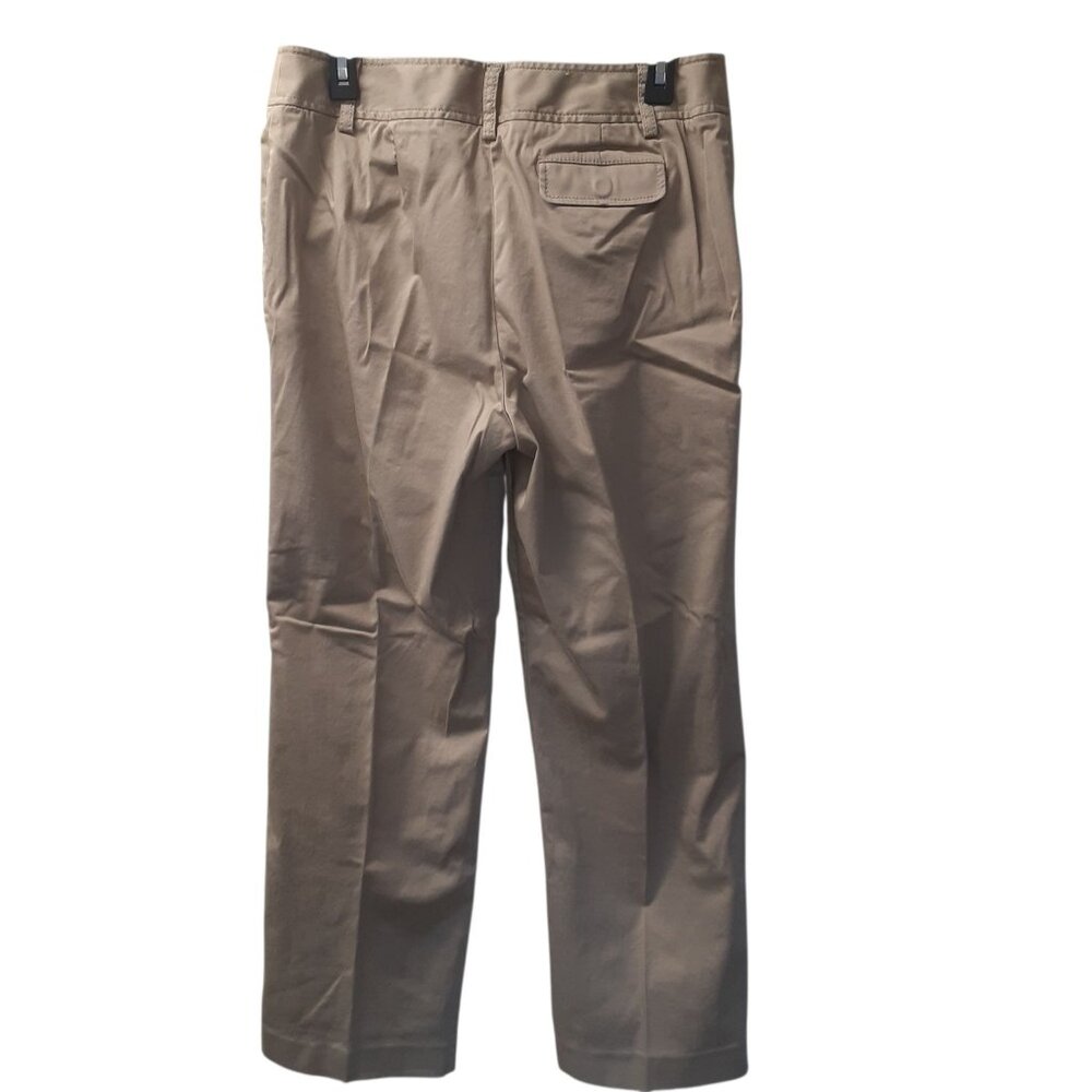 Liz Claiborne Audra Womens Straight Leg Pants Size 12S Beige Cotton Blend - Picture 2 of 6